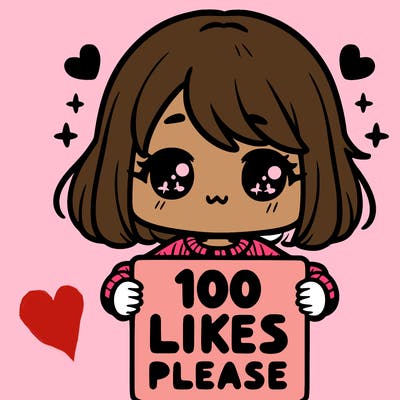 cute girl holding a sign saying 100 likes please