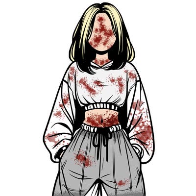 realistic girl faceless with baggy pants and a crop top