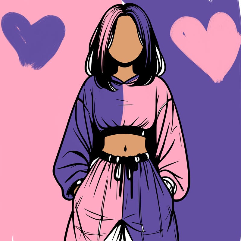 realistic girl faceless with baggy pants and a crop top