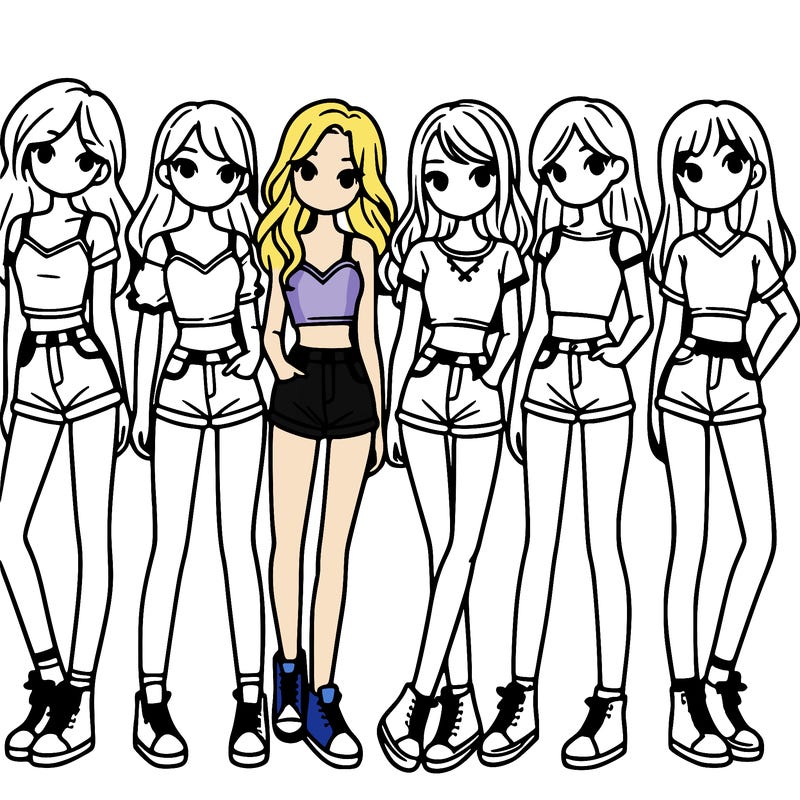 a group of girls wearing crop tops and shorts