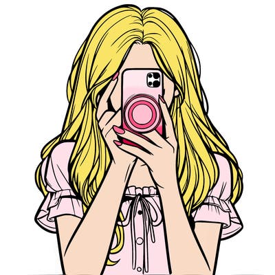 a realistic girl holding her phone taking pictures