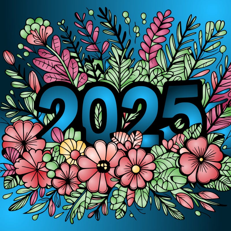2025 floral big numbers