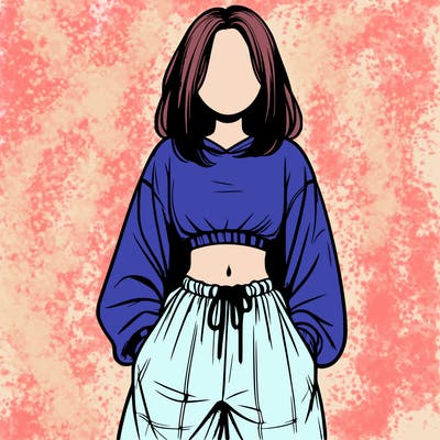 realistic girl faceless with baggy pants and a crop top
