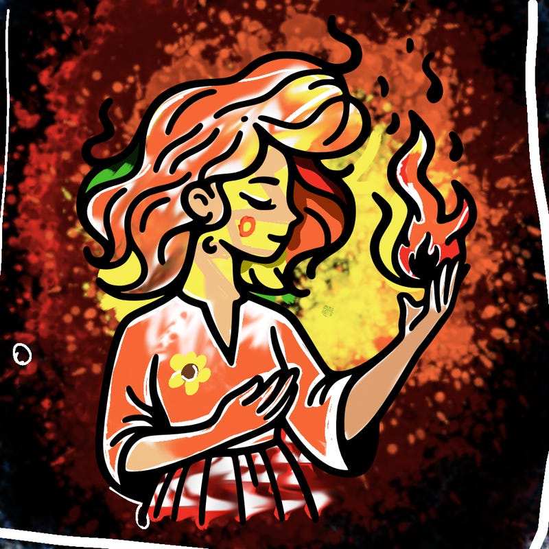 woman with fire