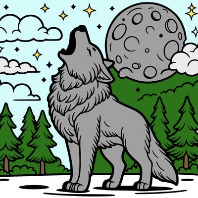 wolf howling at the moon