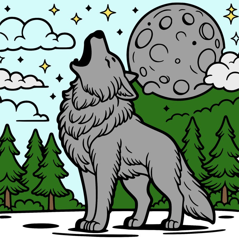 wolf howling at the moon