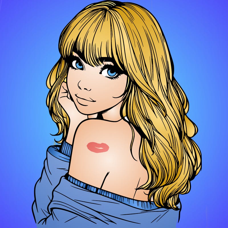 realistic girl with bangs looking over her shoulder