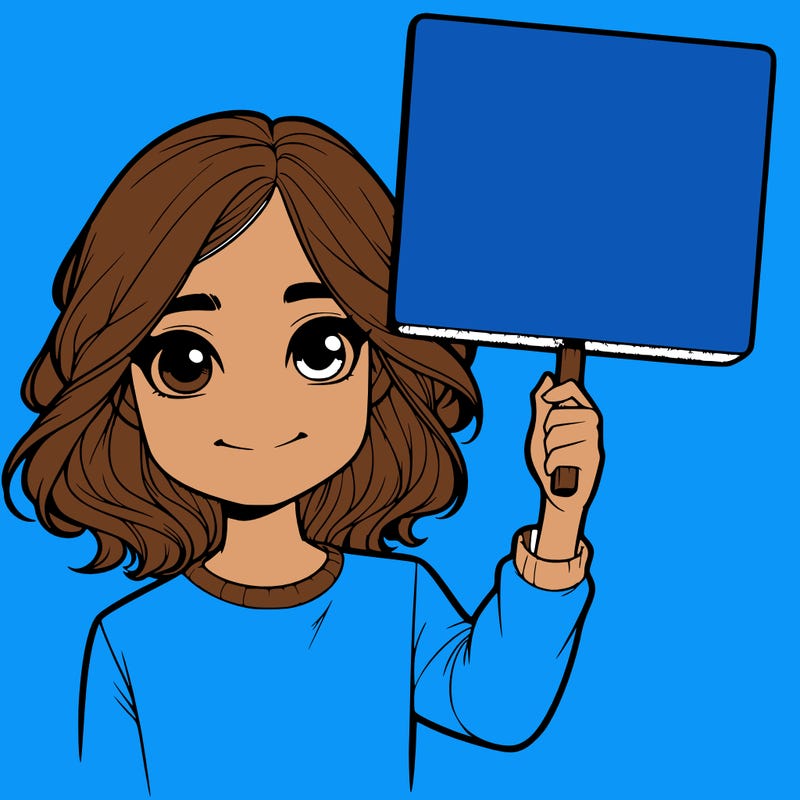 realistic girl holding up a sign