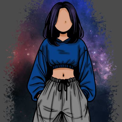 realistic girl faceless with baggy pants and a crop top