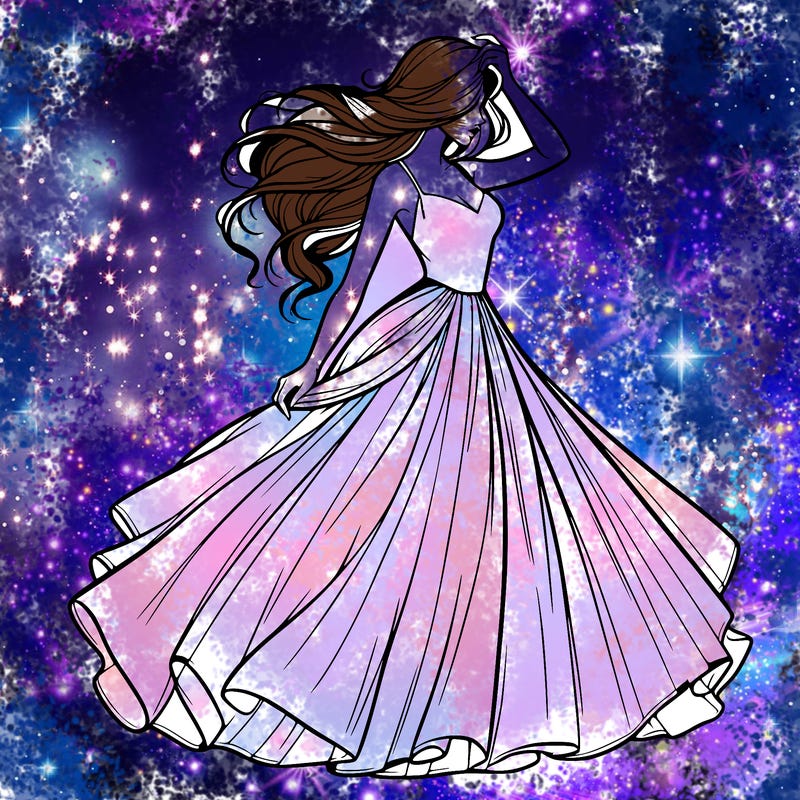 realistic woman with dress flowing in the wind