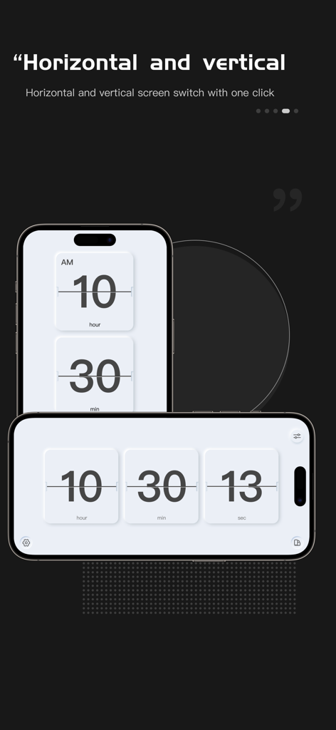 Flip Clock Digital Widgets - La aplicación de reloj digital flip mostrando modos de pantalla horizontal y vertical en un smartphone