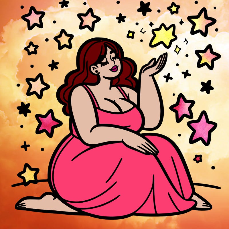 plus size woman looking at stars