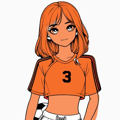 realistic girl wearing soccer jersey