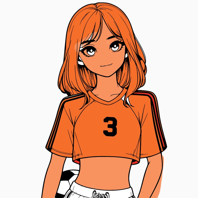 realistic girl wearing soccer jersey