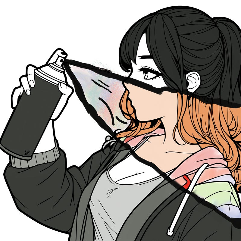 a realistic girl spray, painting