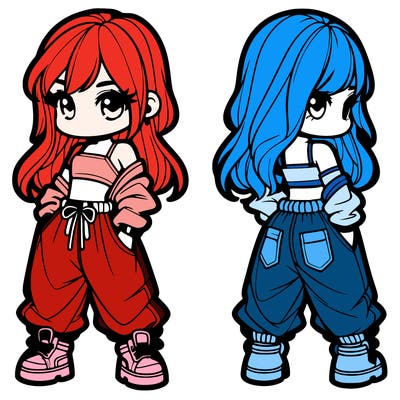 girl in crop top and baggy pants