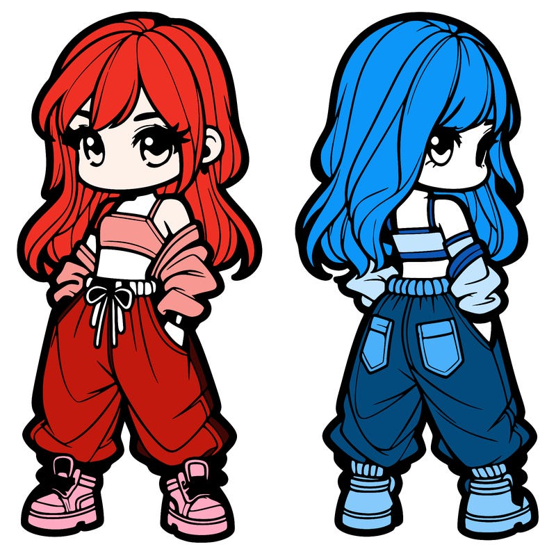 girl in crop top and baggy pants