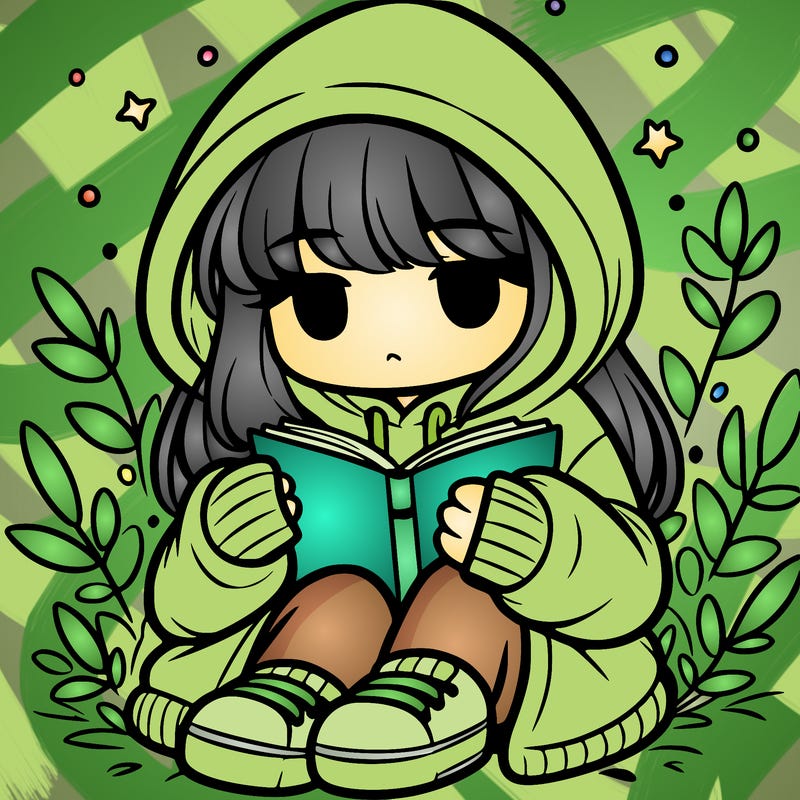 girl in oversized hoodie reading a book