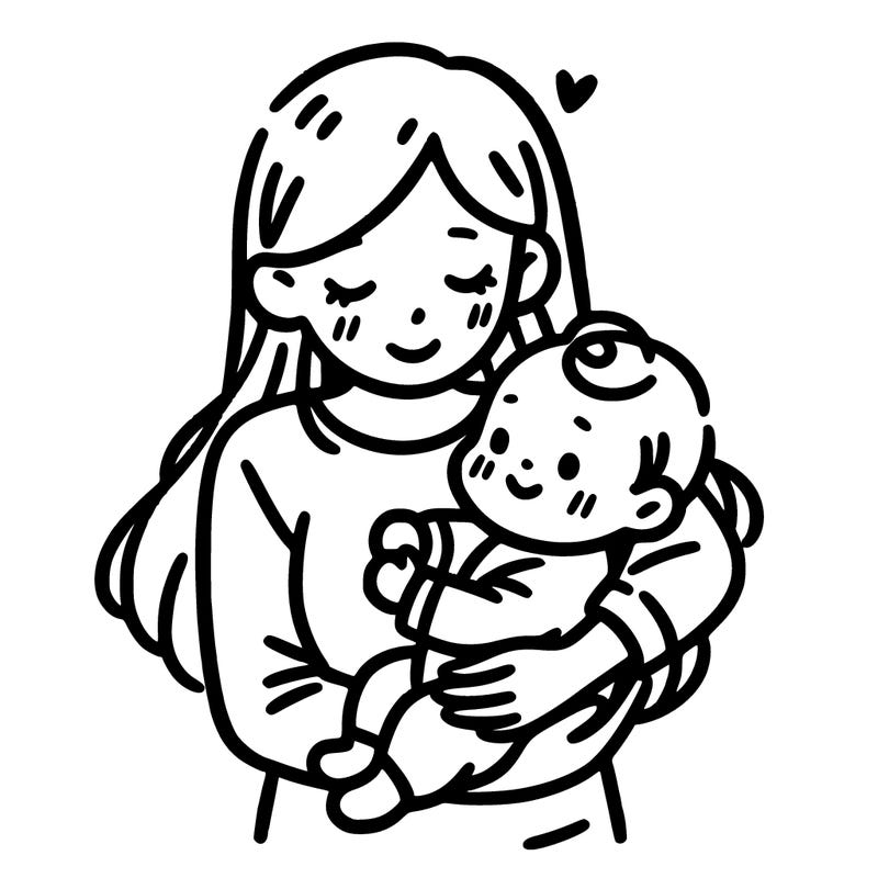 mom holding baby