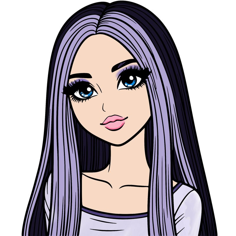 realistic girl with straight and long hair