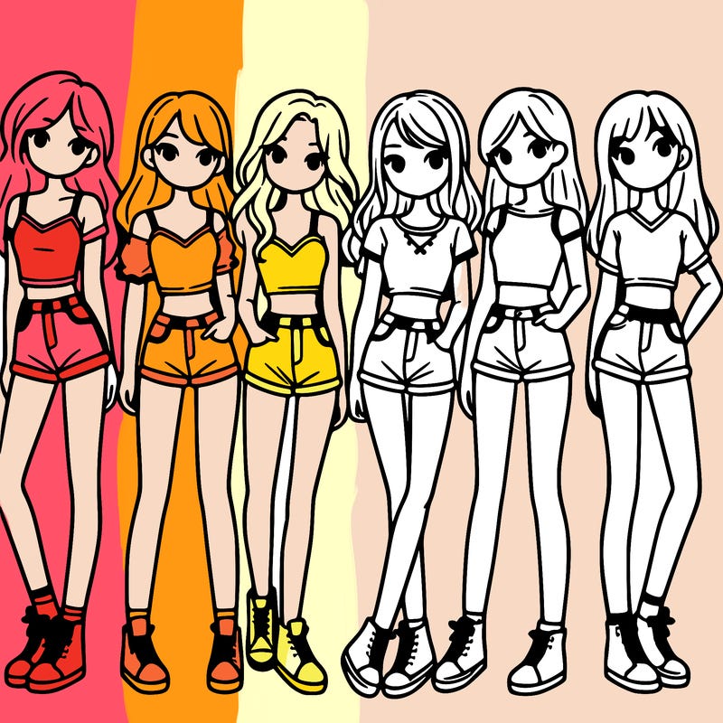 a group of girls wearing crop tops and shorts