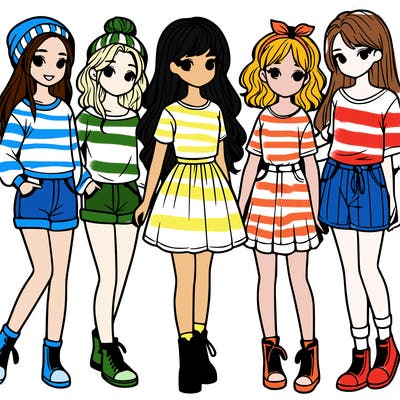 a group of five girls