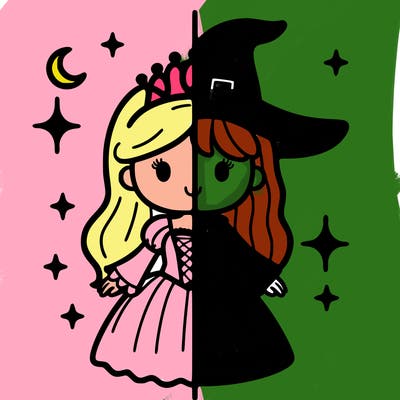 split princess and witch