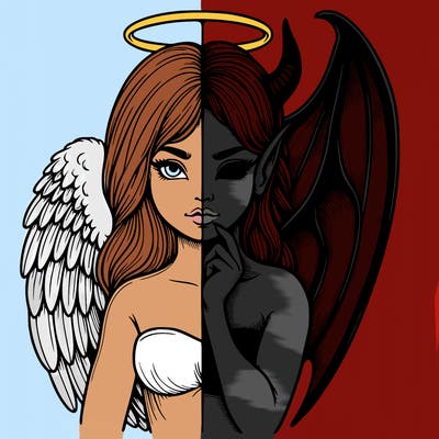 realistic angel half demon