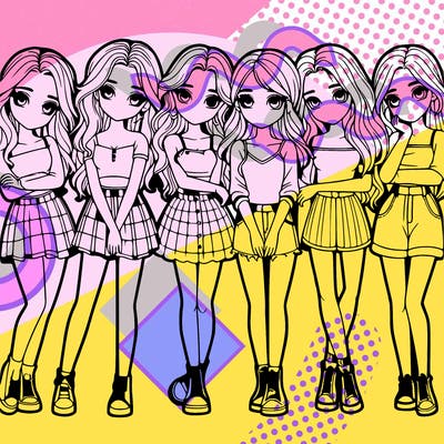 a group of girls realistic