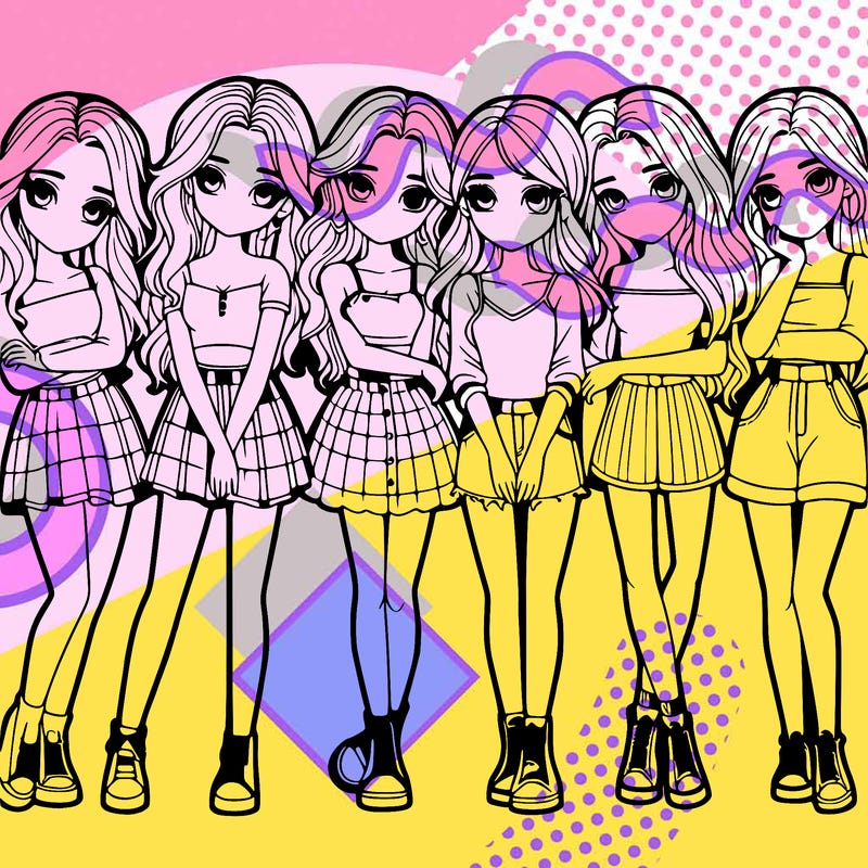 a group of girls realistic