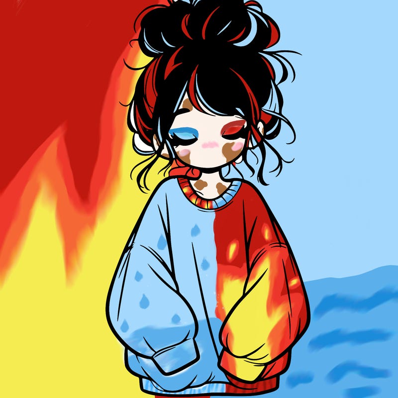 girl with baggy sweatshirt and messy bun
