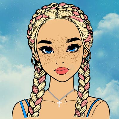 realistic girl with braids