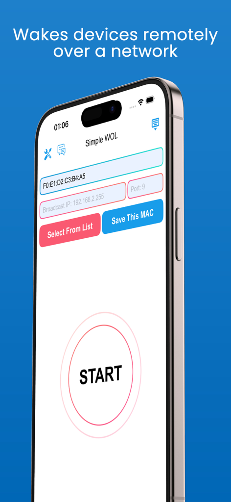 Simple WOL - Wake on LAN Tool - Simple WOL app interface for remotely waking network devices via MAC address