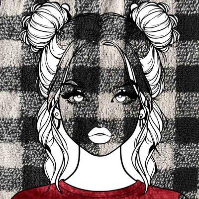realistic girl with two buns in hair and lips