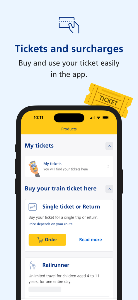 Tela do aplicativo NS Travel Planner para comprar e gerenciar bilhetes de trem