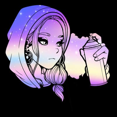 a realistic girl, spray painting