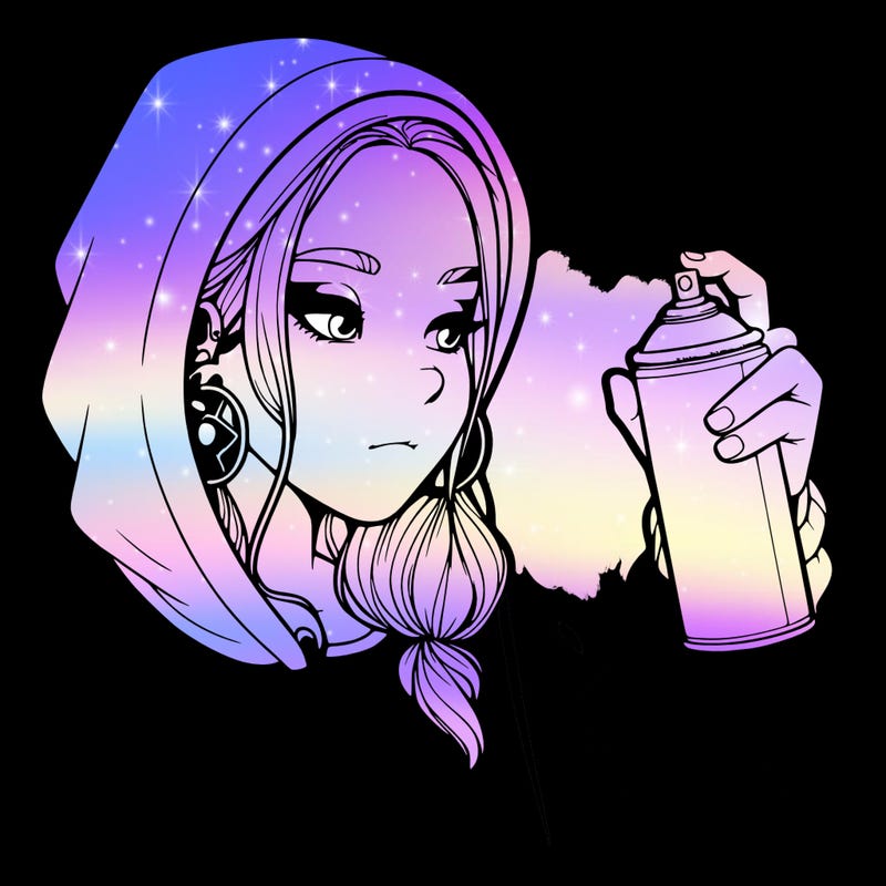 a realistic girl, spray painting