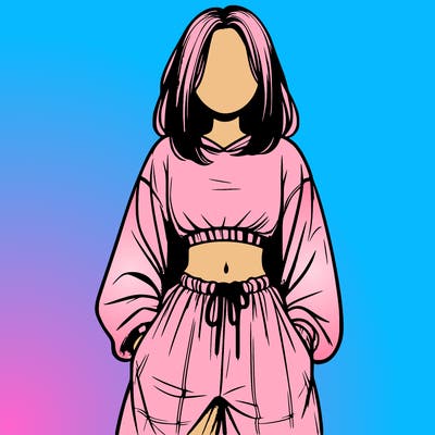 realistic girl faceless with baggy pants and a crop top