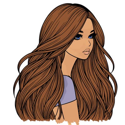 realistic girl with long realistic hair