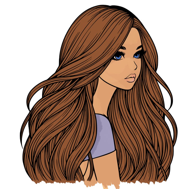 realistic girl with long realistic hair