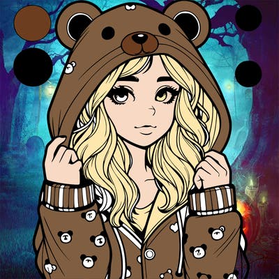 realistic girl in a animal pjs hoodie