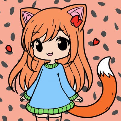 girl with cat ears and tail