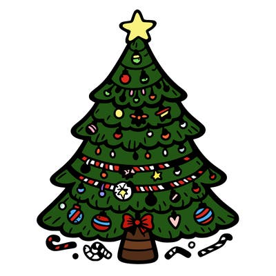 christmas tree with lots of details