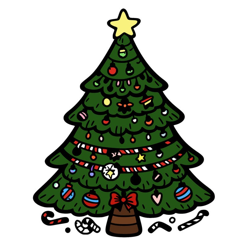 christmas tree with lots of details