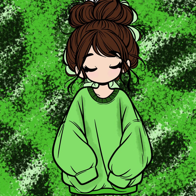 girl with baggy sweatshirt and messy bun