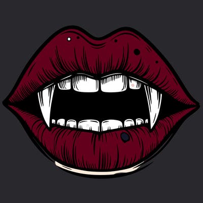 lips with vampire teeth