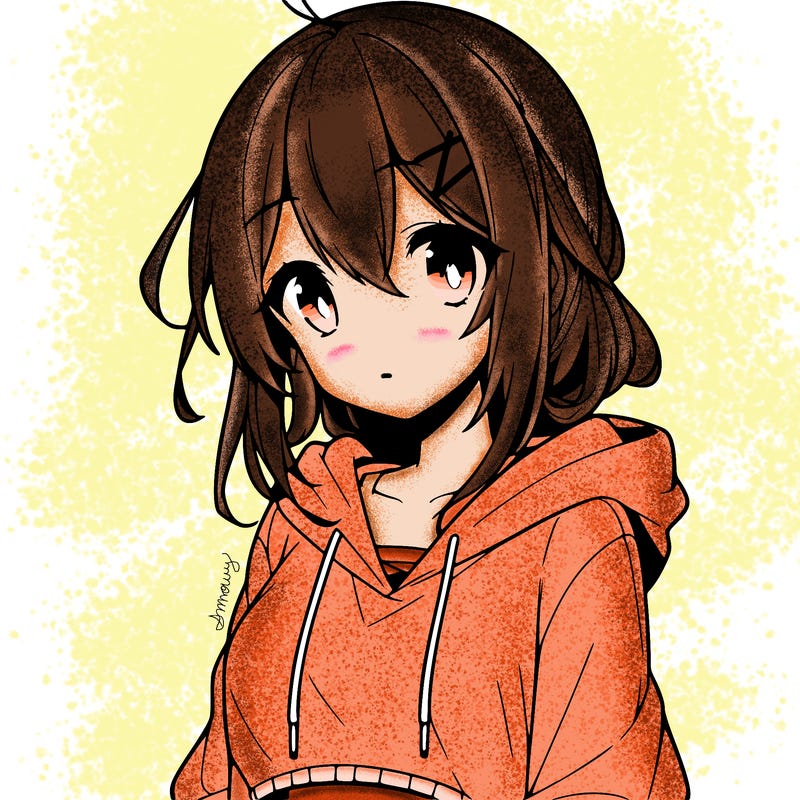 anime girl with hoddie