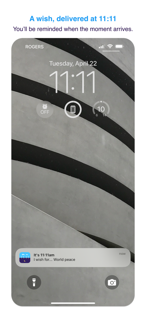 11:11: Make a Wish - Notification from the 11:11 app on an iPhone lock screen at 11:11 AM