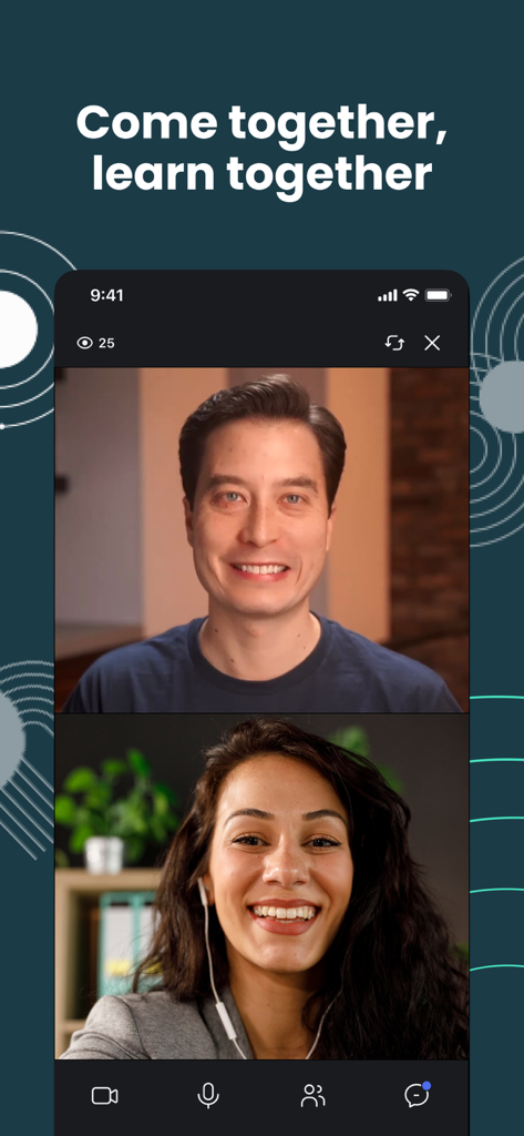 Una videochiamata tra due membri della community di Building a Second Brain con il testo Unitevi per imparare insieme