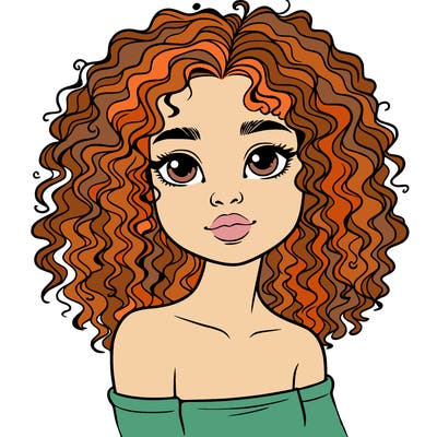 realistic girl with curly hair